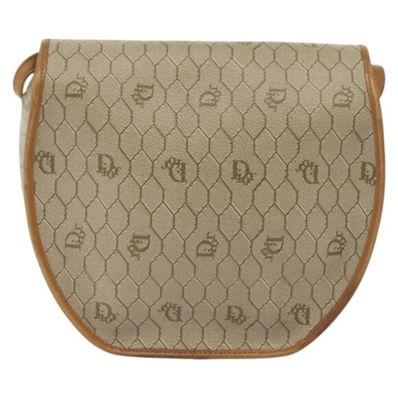 Christian Dior Honeycomb Canvas Shoulder Bag PVC Beige Gold Auth BA5504 - Picture 3 of 16